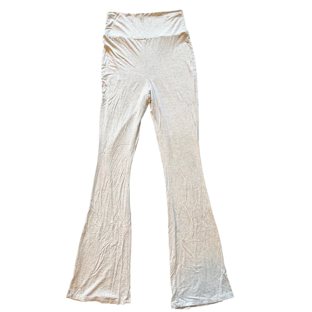 Heathered Light Gray High Waisted Flare Leg Yoga Pants Leggings